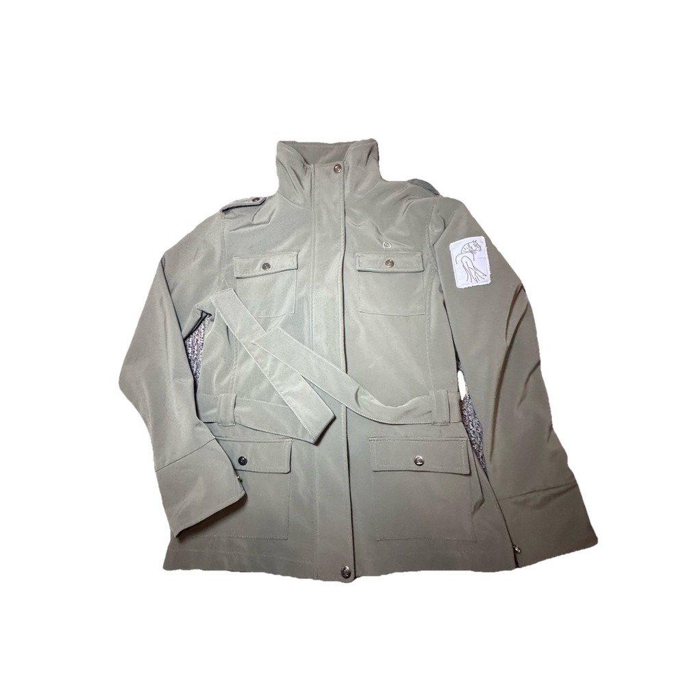 EOUS Equestrian Jacket Navy Blue Womens Size M Sage Green Water Resistant